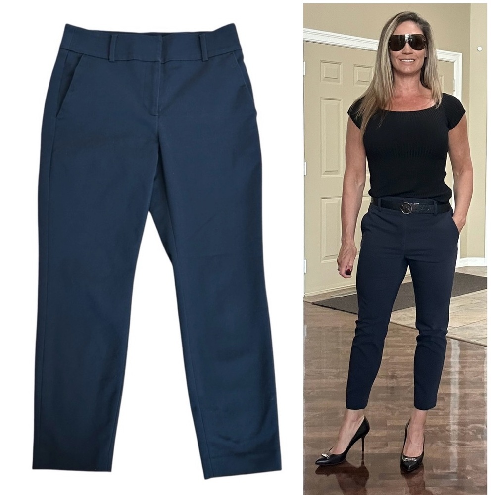 RW&CO dark navy blue slim fit ankle pants Sz 8 classic professional business